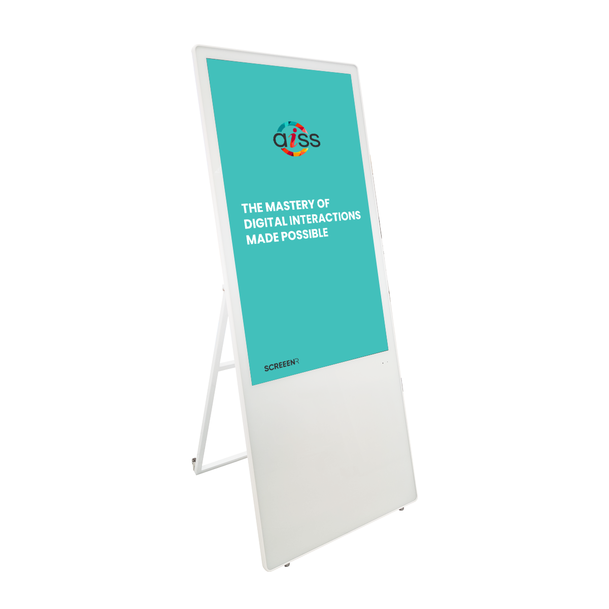 Digitaler Kundenstopper Indoor mit Touch, weiß Digitaler Kundenstopper Indoor mit Touch, weiß
