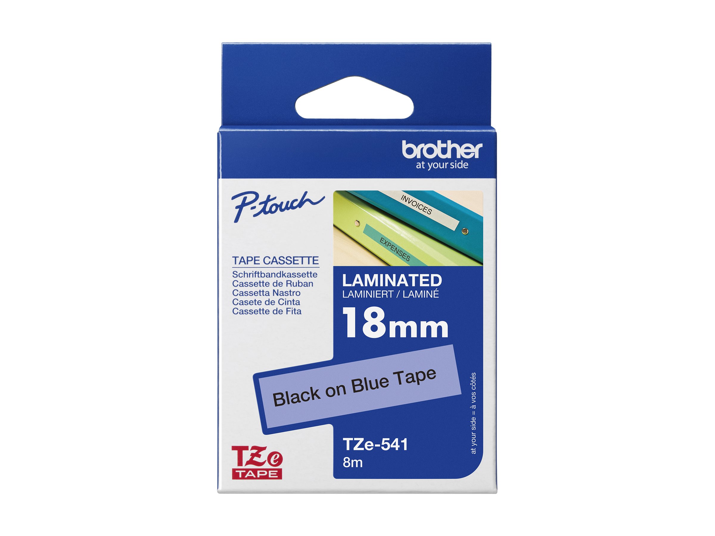 Brother TZe-541 - Selbstklebend - Schwarz auf Blau - Rolle (1,8 cm x 8 m)