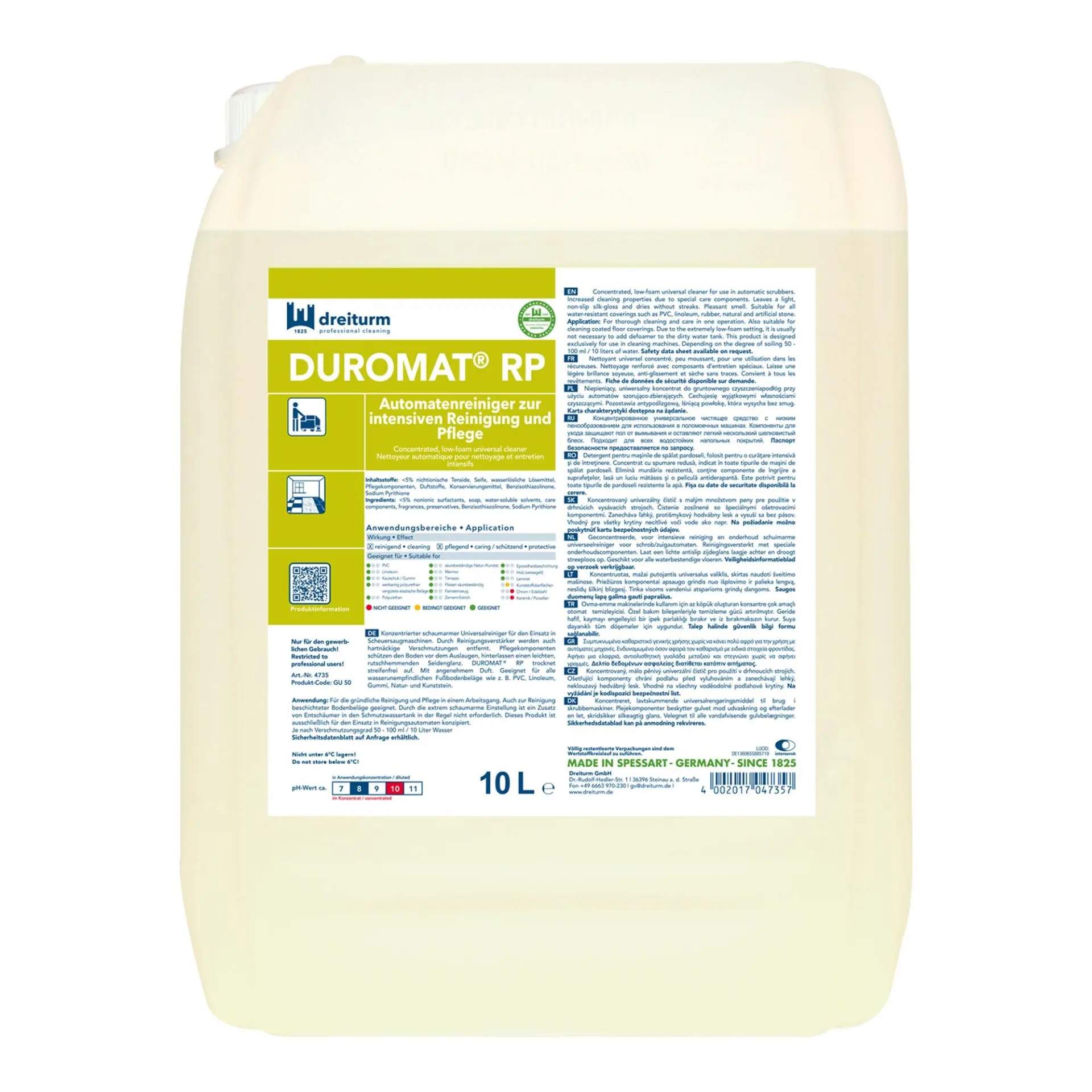 DUROMAT® Automatenreiniger RP 10 l Intensivreiniger für Scheuersaugmaschinen