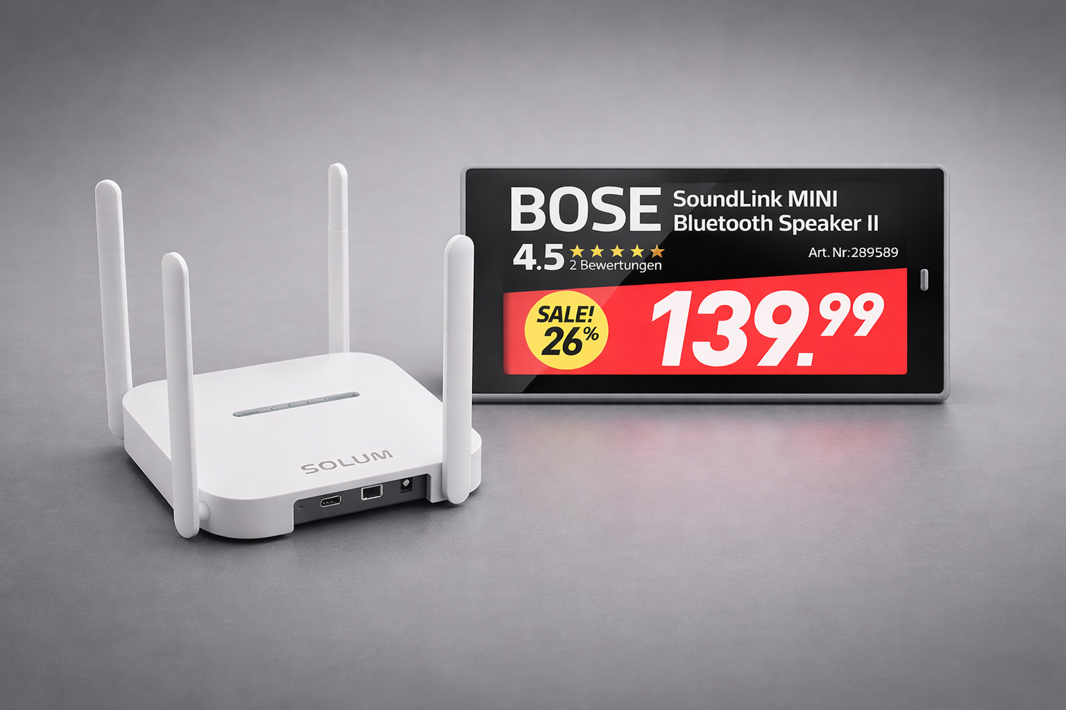 Starterbundle NEWTON 4 Color 2.4" e-Ink Etiketten mit Access Point und Software (20 Stück, B-Ware)