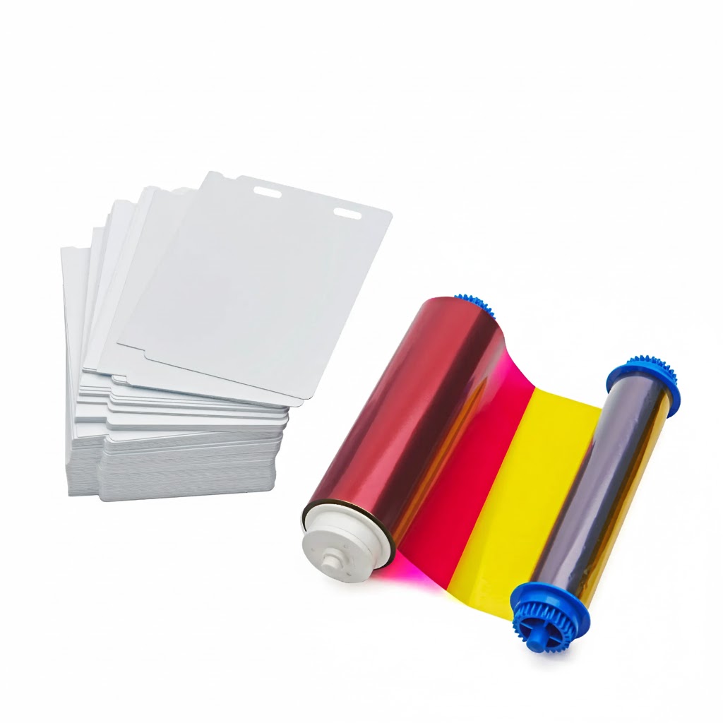 PVC Karten (2-fache Lochung) und YMCO Farbband, 400 Kartenseiten