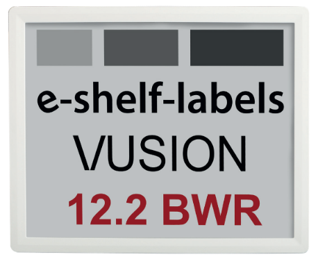 Digitales e-Ink Etikett VUSION 12.2" BWR GU110 – Rahmenfarbe Weiß (B-Ware)