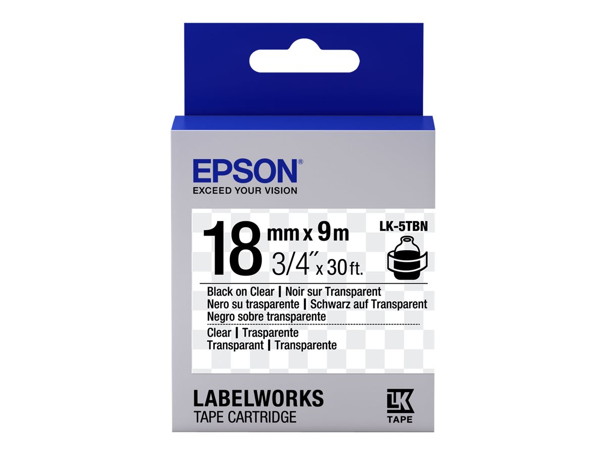 Epson LabelWorks LK-5TBN - black on clear - roll (1.8 cm x 9 m)