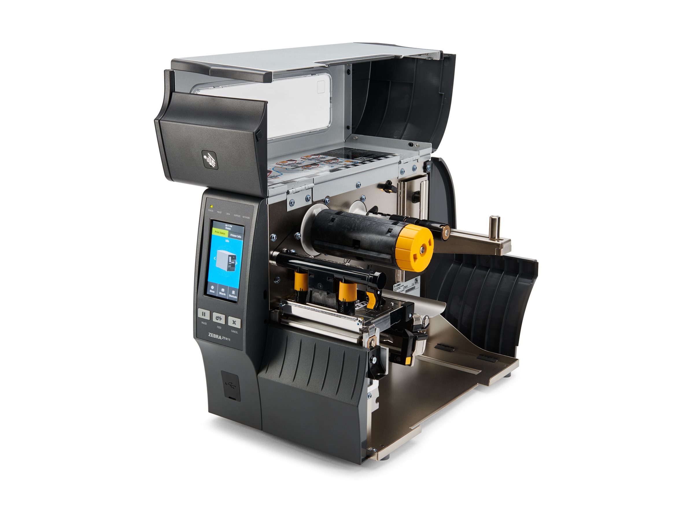 Zebra ZT411 Etikettendrucker, 300dpi, Cutter, linerless, Farbdisplay, USB, RS232, Bluetooth, Ethernet,