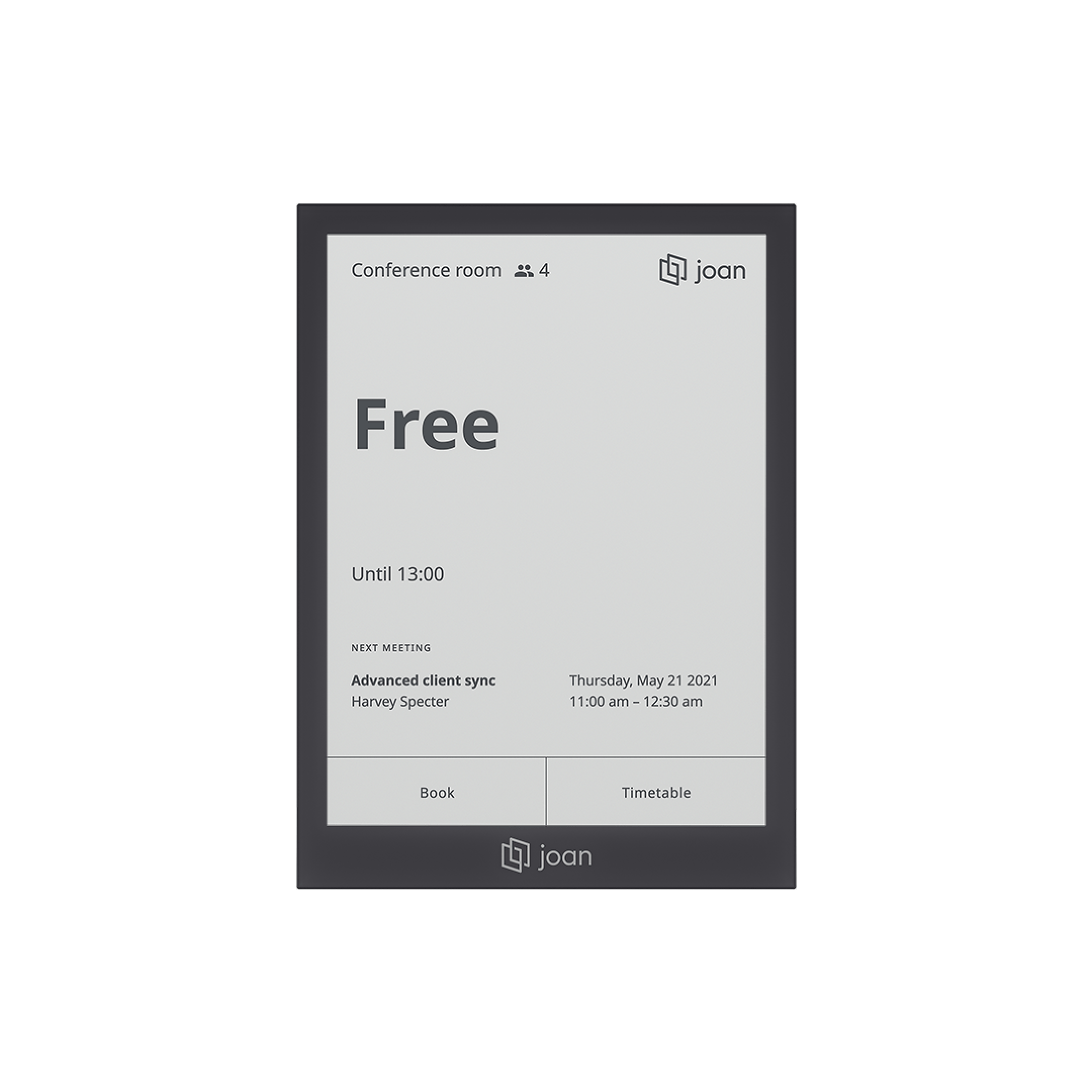 JOAN 6 Pro Raumbuchungsdisplay, 6″ E-Ink, kabellos, Wi-Fi & Bluetooth, schwarzer Rahmen