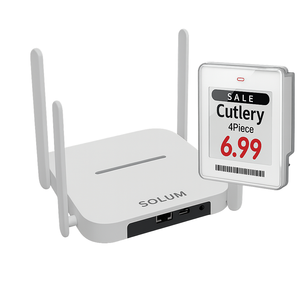 Starterbundle NEWTON Lite 1.6" e-Ink Etiketten mit Access Point und Software (20 Stück, B-Ware, Rahmenfarbe: Weiß)