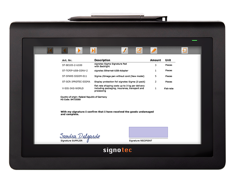 Signotec Unterschriftenpad Delta mit Farbdisplay