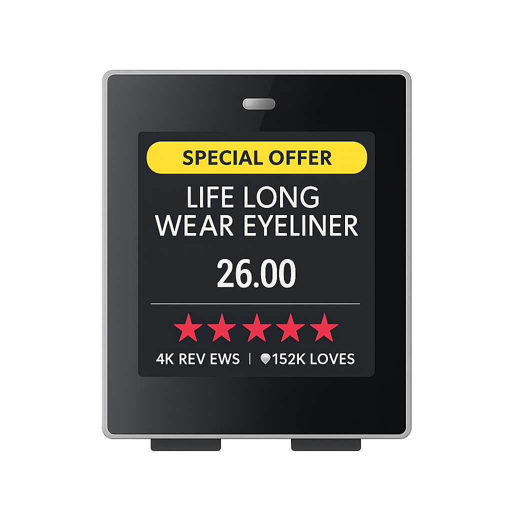 Digitales e-Ink Etikett NEWTON 1.64" vierfarbige Anzeige – Rahmenfarbe Schwarz (B-Ware)