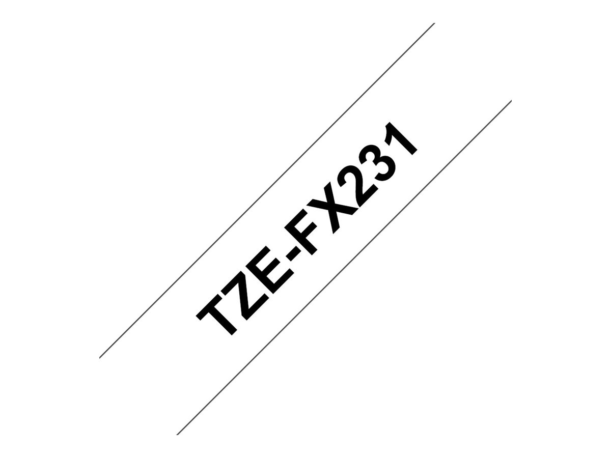 Brother TZe-FX231 - Selbstklebend - Schwarz auf Weiß - Rolle (1,2 cm x 8 m)