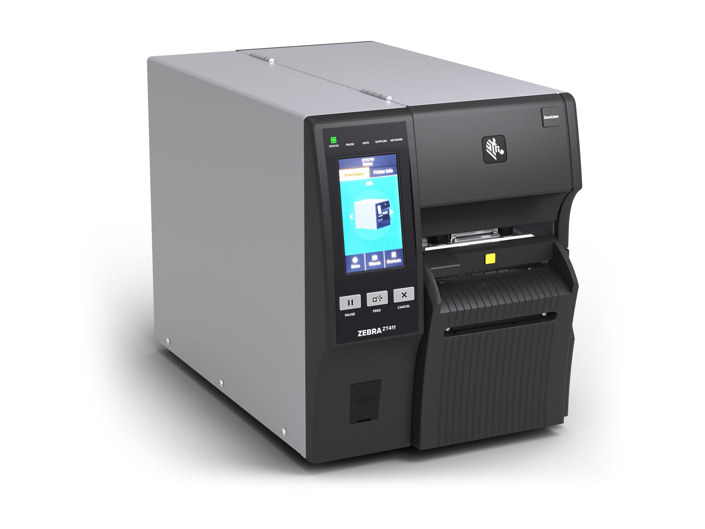 Zebra ZT411 Etikettendrucker, 300dpi, Cutter, linerless, Farbdisplay, USB, RS232, Bluetooth, Ethernet,