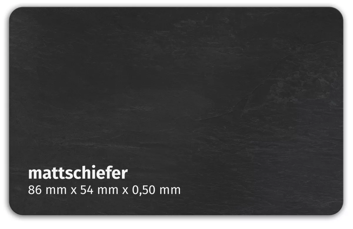 Lebensmittelechte PVC-Karten in Schieferoptik – matt - 86 × 54 mm, 0,5 mm  ideal für Preisschilder