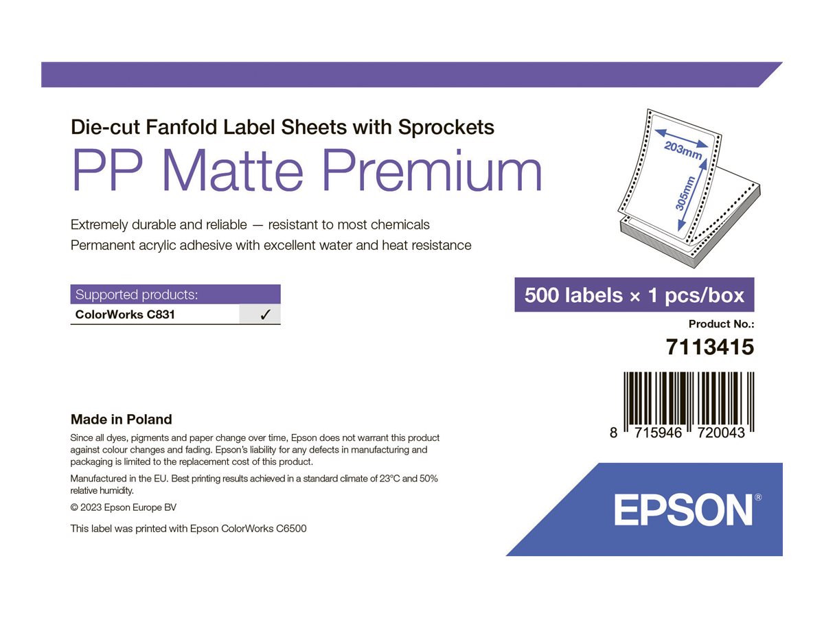 Epson Premium - Polypropylene (PP) - Matte - Permanent acrylic adhesive