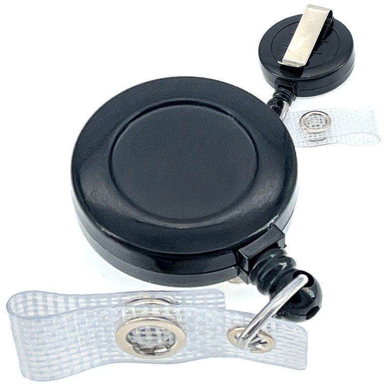 Ausweisjojo mit Clip und verstärktem Vinylstrap Farbe: schwarz