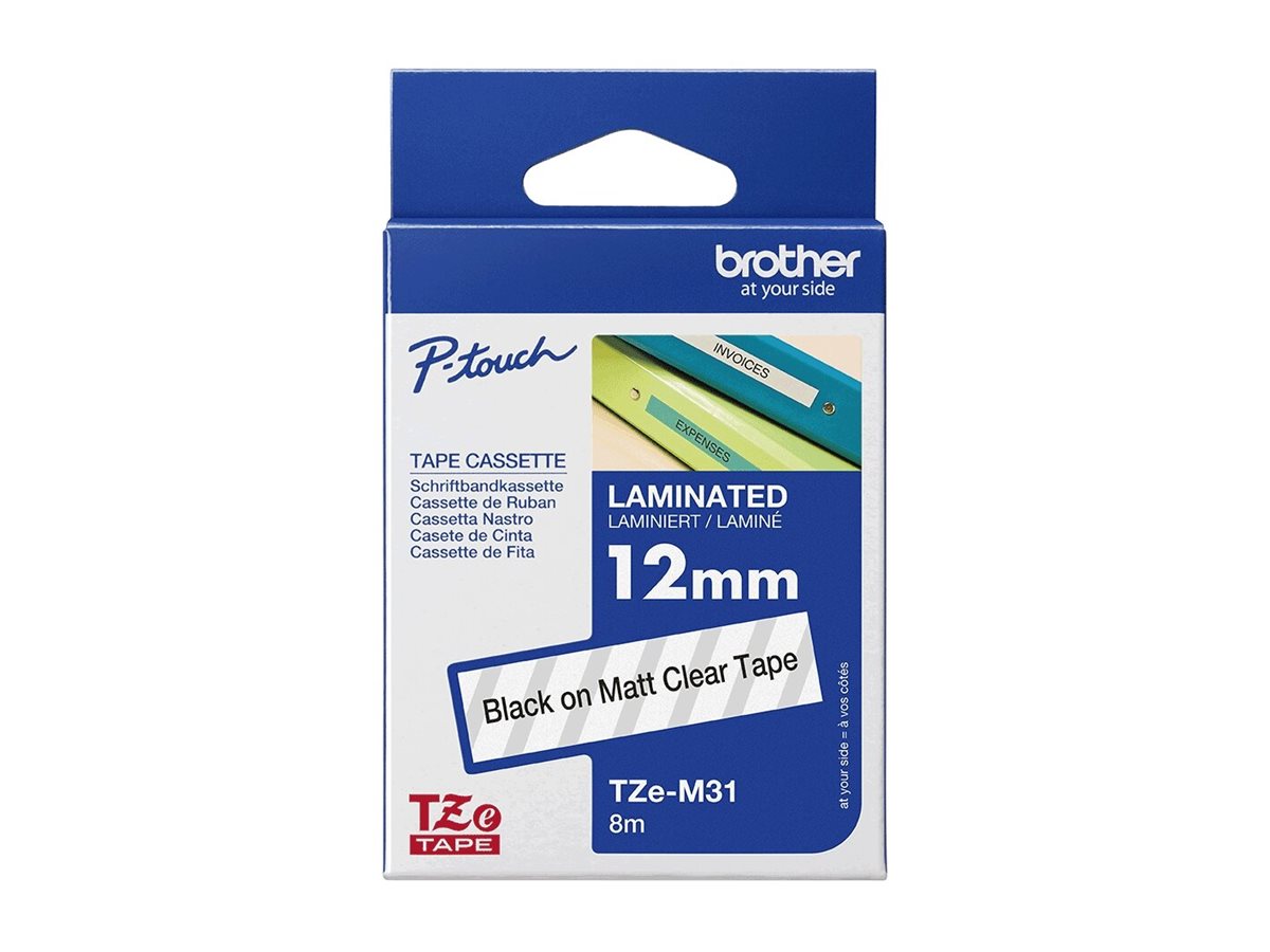 Brother TZe-M31 - Schwarzer Druck auf Premium Matt Transparent - Rolle (1,2 cm x 8 m)