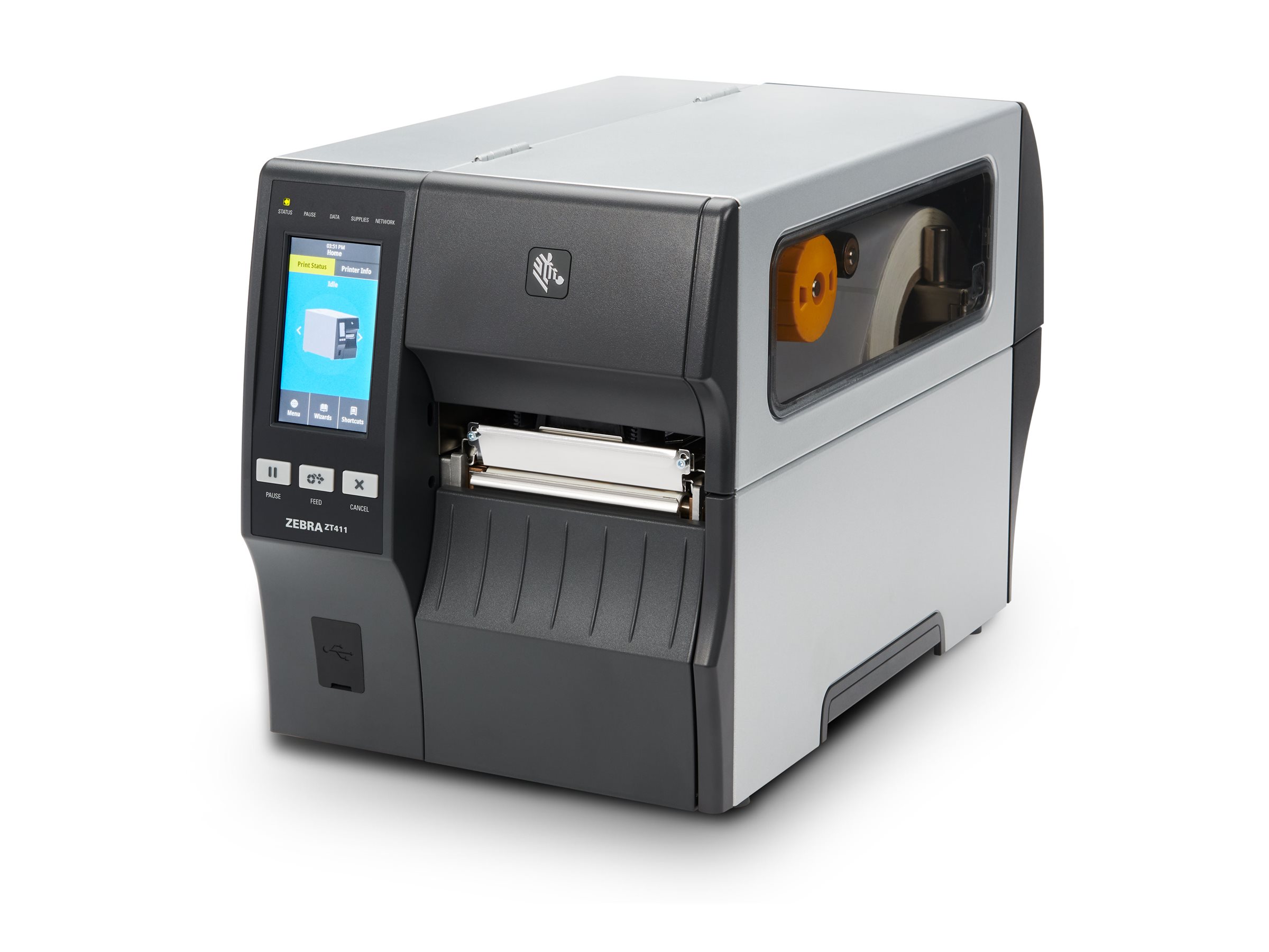 Zebra ZT411 Etikettendrucker, 300dpi, Cutter, linerless, Farbdisplay, USB, RS232, Bluetooth, Ethernet,