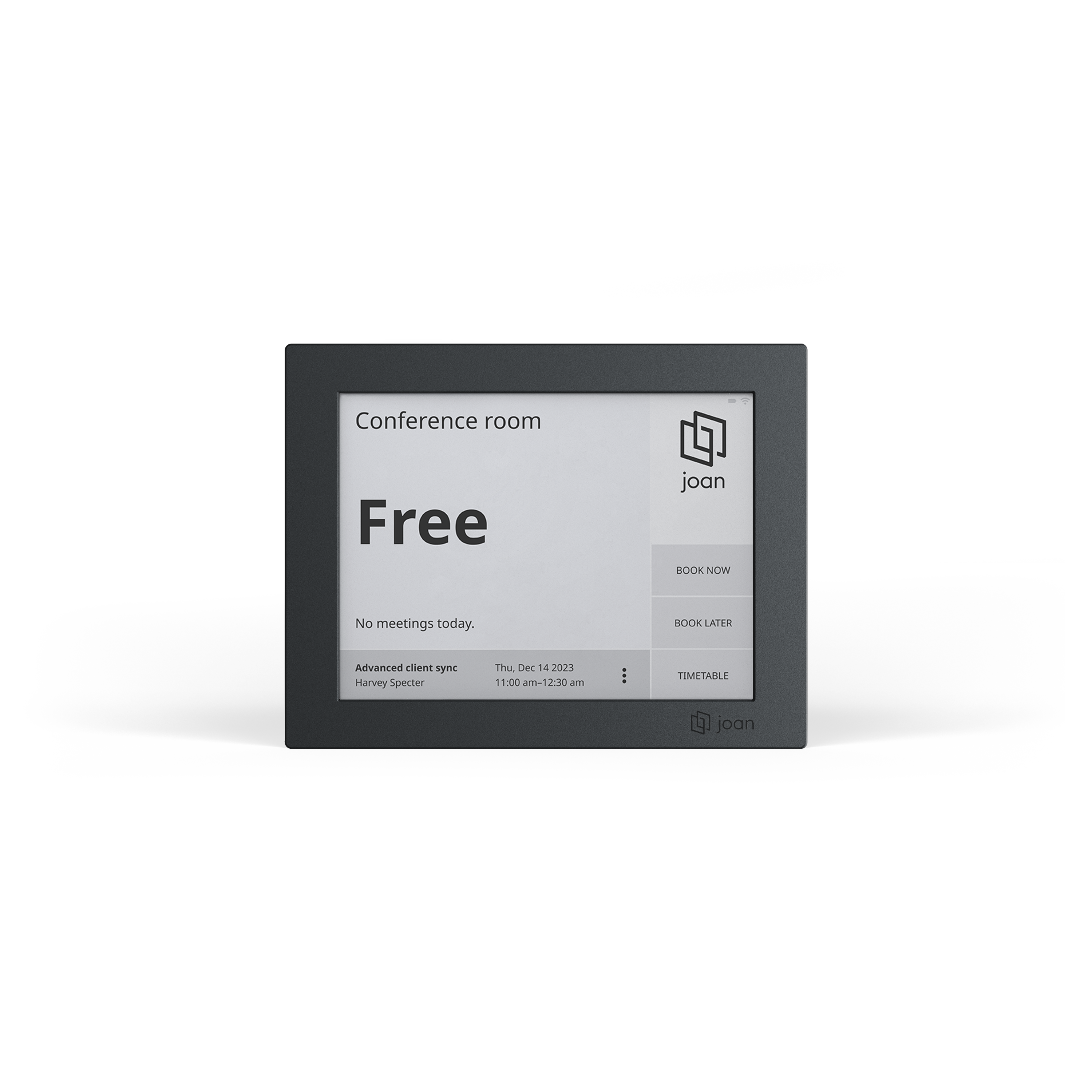 JOAN 6 RE Raummanager, 6″ E-Ink, kabellos, Office 365 & Google-Workspace-Integration, schwarzer Rahmen