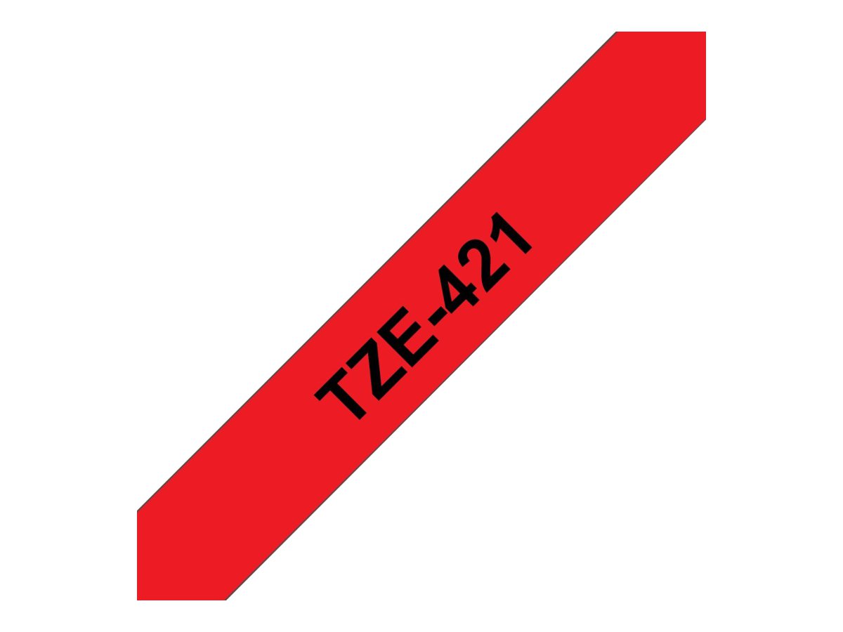 Brother TZe-421 - Selbstklebend - schwarz auf rot - Rolle (0,9 cm x 8 m)