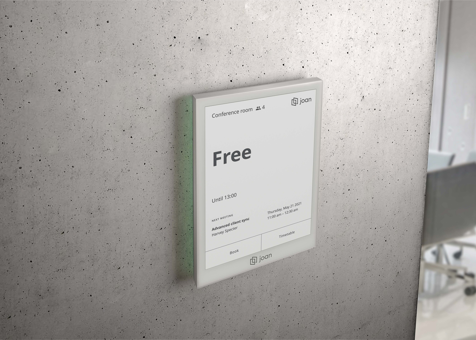 JOAN 6 Pro Raumbuchungsdisplay, 6″ E-Ink, kabellos, Wi-Fi & Bluetooth, grauer Rahmen