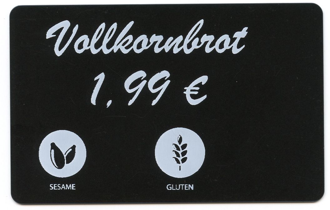 Plastikkarten PVC schwarz lebensmittelgeprüft glänzend laminiert