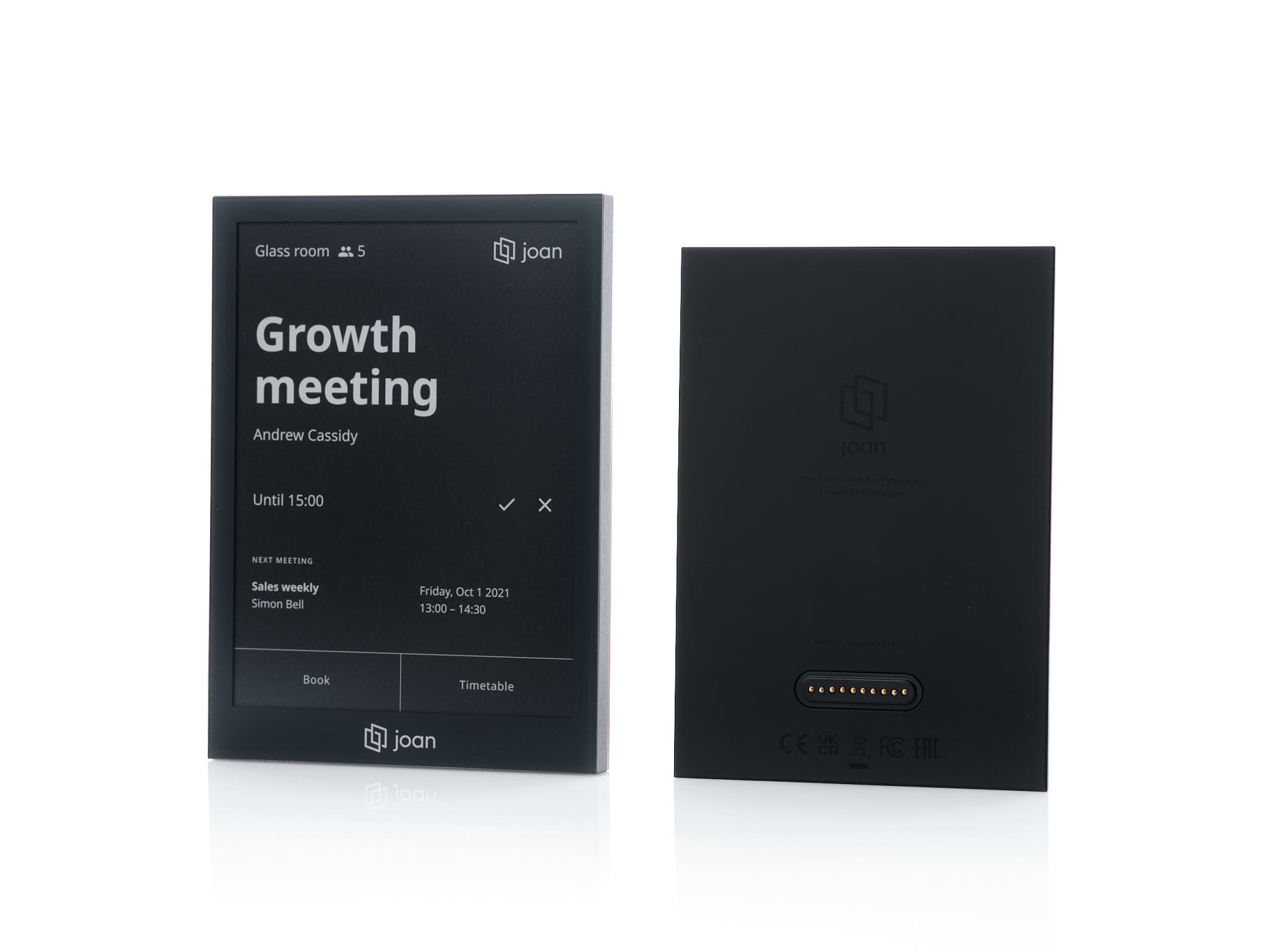 JOAN 6 Pro Raumbuchungsdisplay, 6″ E-Ink, kabellos, Wi-Fi & Bluetooth, schwarzer Rahmen