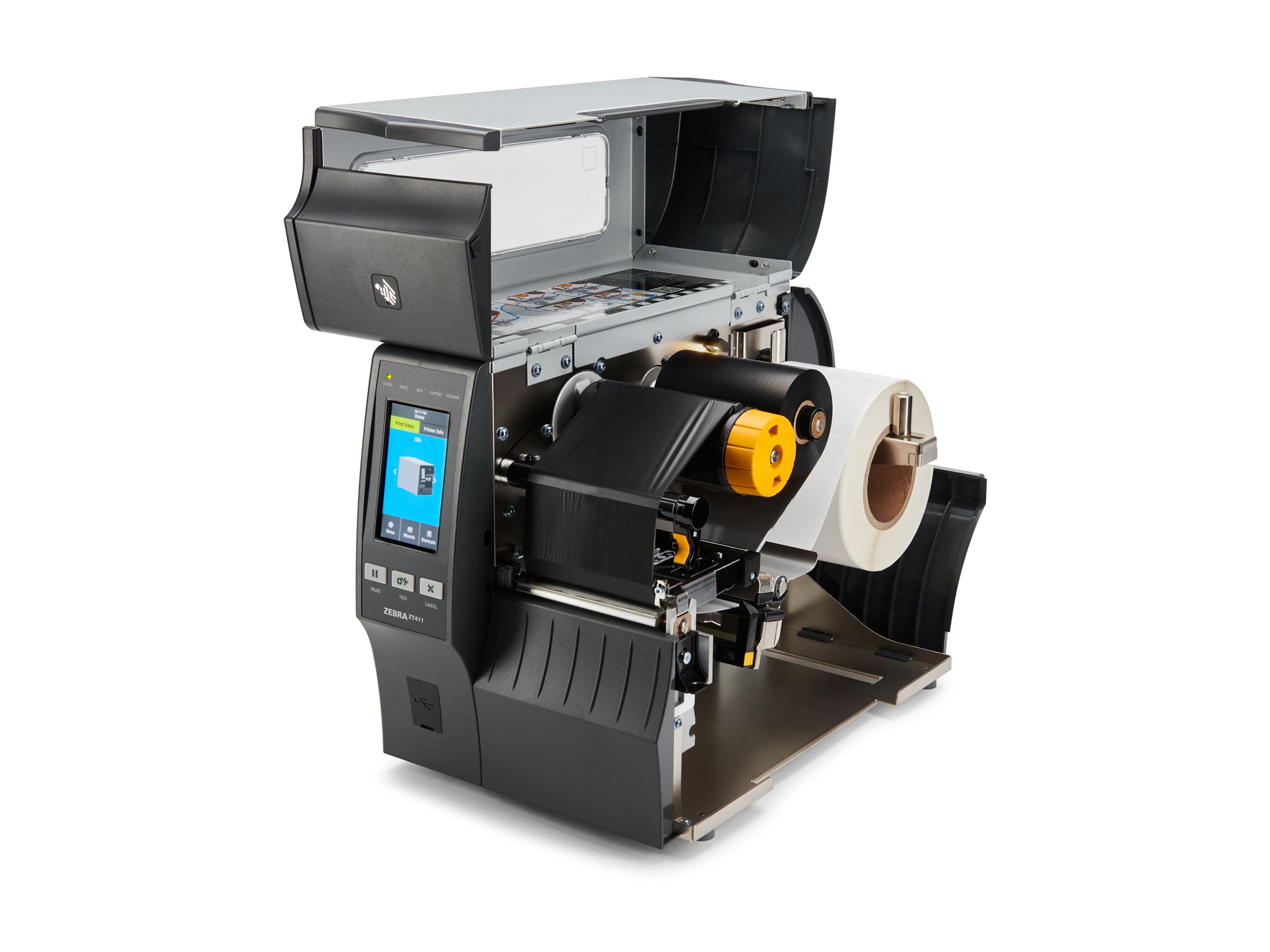 Zebra ZT411 Etikettendrucker, 300dpi, Cutter, linerless, Farbdisplay, USB, RS232, Bluetooth, Ethernet,