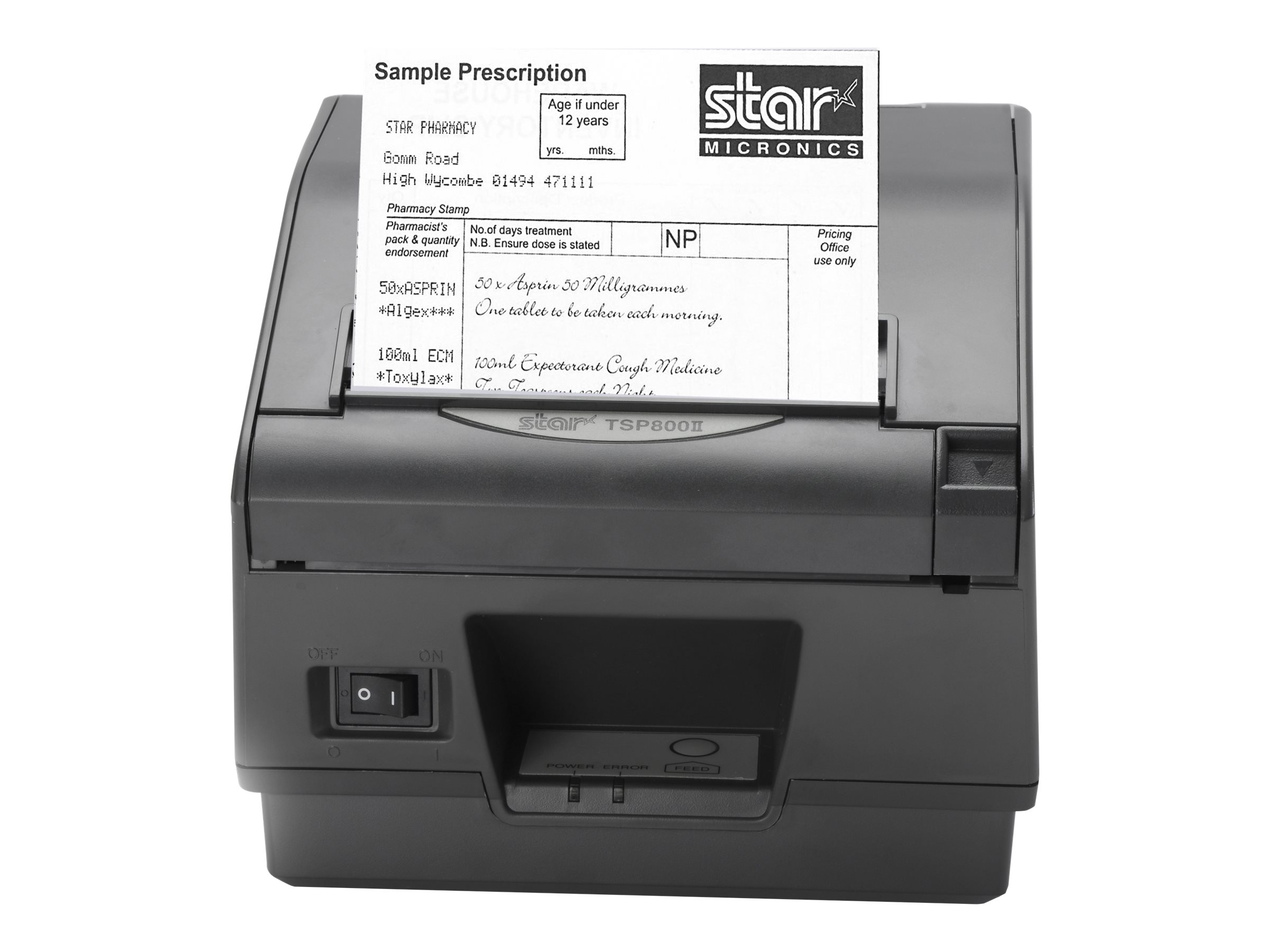 Star Micronics, TSP847IIHIA GRY EU+UK, Wide Format label, ticket & receipt printer with cutter and PS60 EU+UK incl. - Airprint version, grey