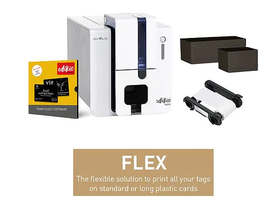 Evolis Edikio Flex Guest Solution – einseitiger Kartendrucker, 300 dpi, USB/Ethernet, Komplett-Paket