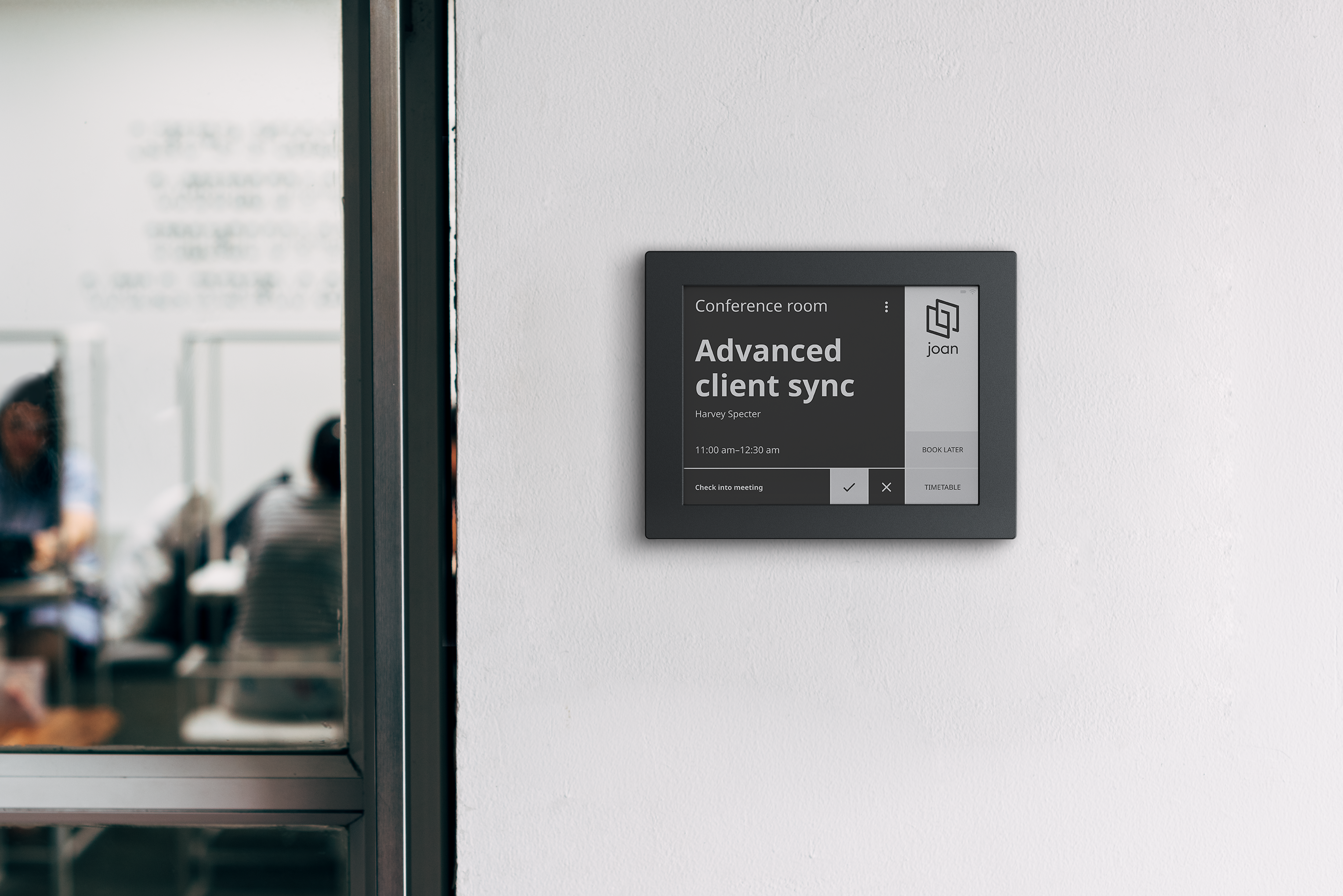 JOAN 6 RE Raummanager, 6″ E-Ink, kabellos, Office 365 & Google-Workspace-Integration, schwarzer Rahmen