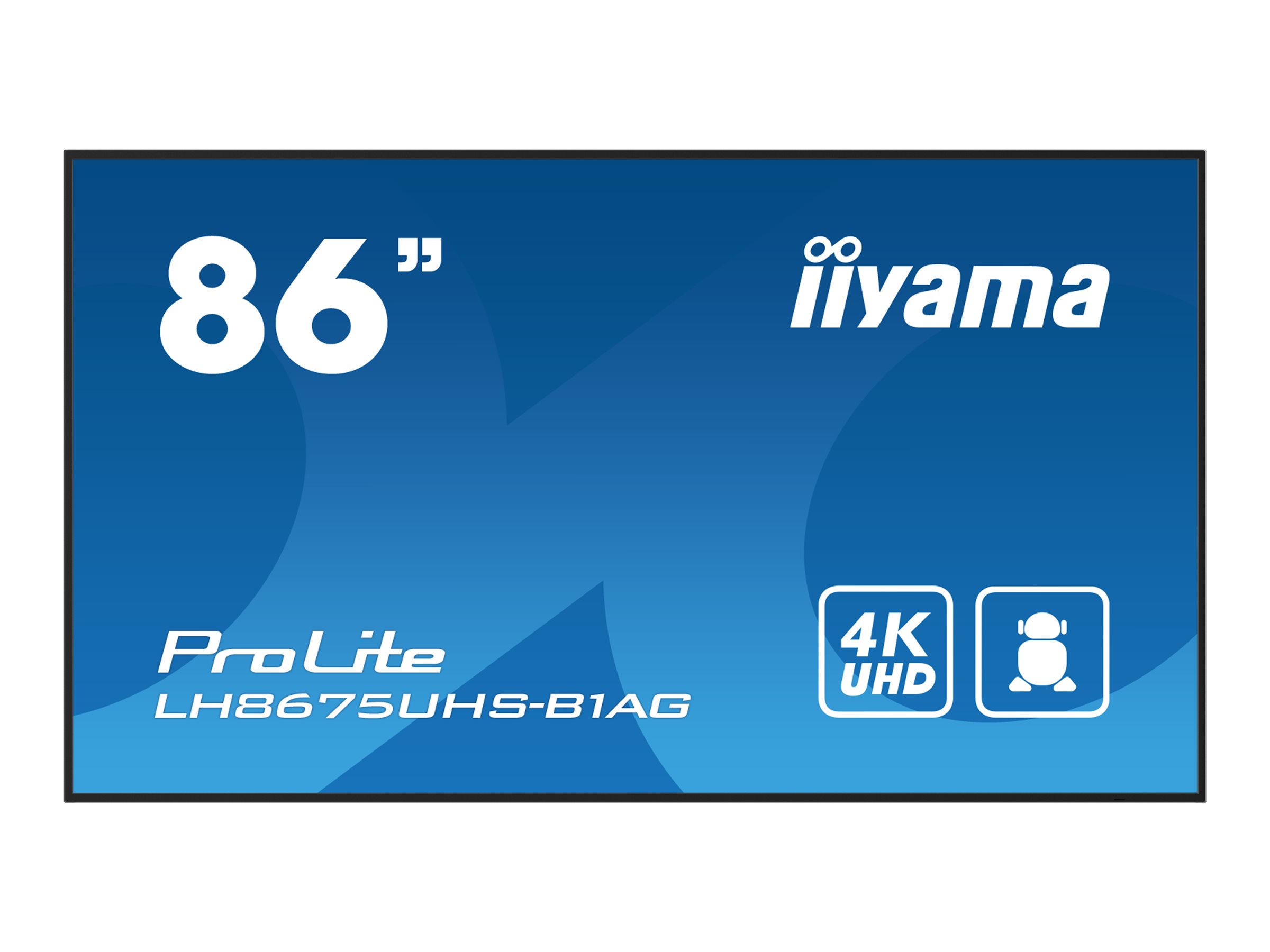 iiyama ProLite LH8675UHS-B1AG, 217,4cm (85,6''), 4K, USB, RS232, Ethernet, WLAN, Android, Kit (RS232), schwarz