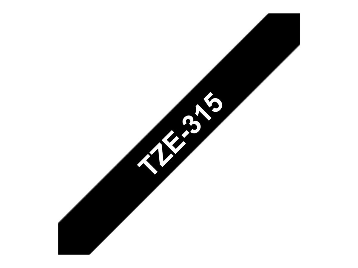 Brother TZe-315 - Standard-Klebstoff - Weiß auf Schwarz - Rolle (0,6 cm x 8 m)