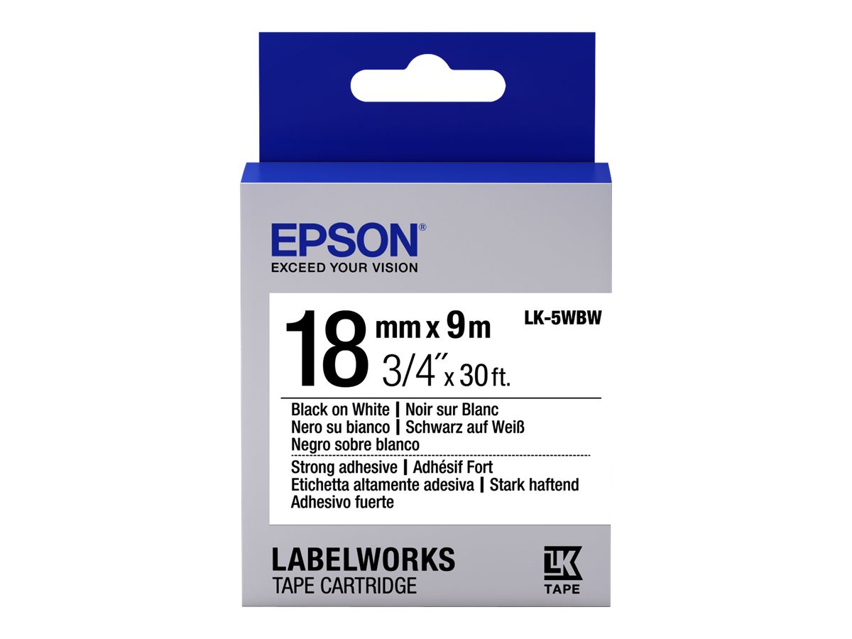 Epson LabelWorks LK-5WBW - Strong adhesive - Black on white - Roll (1.8 cm x 9 m)