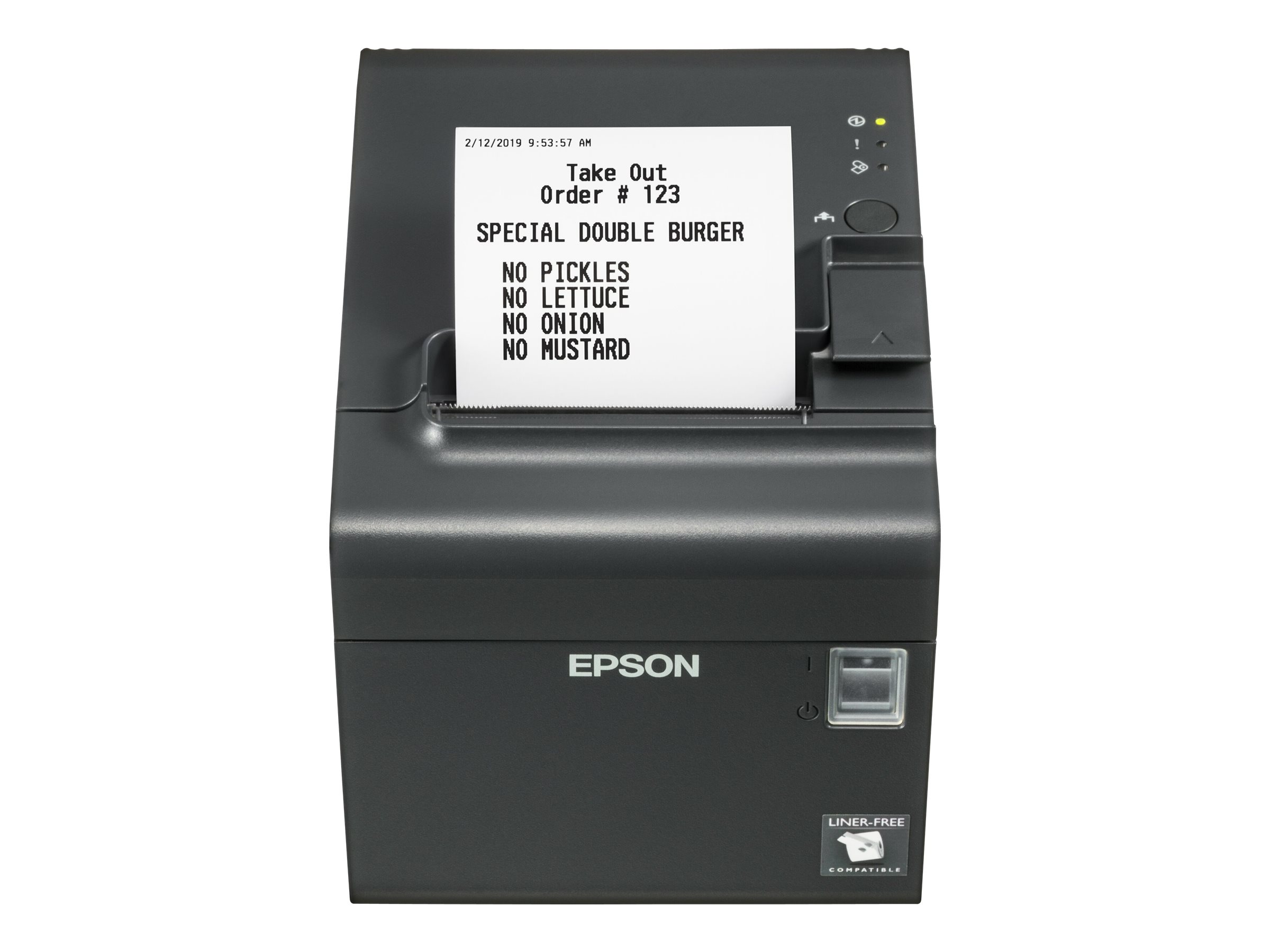 Epson TM-L90/TM-L90LF, 203dpi, linerless, USB, RS232, schwarz
