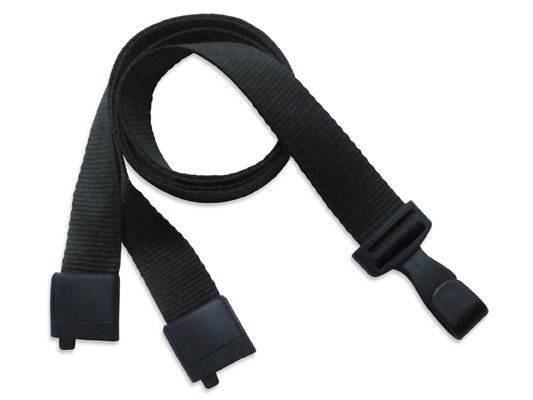 PET Recycling Lanyard EcoLine, flach, schwarz