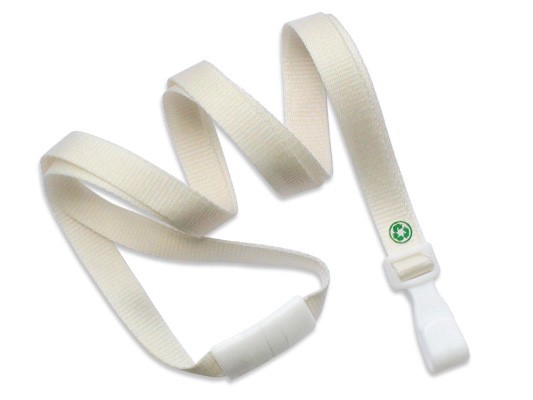 PET Recycling Lanyard EcoLine, flach, natur, 10mm