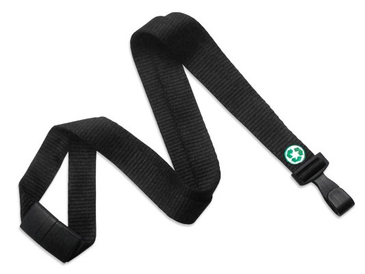 Bambus Lanyard EcoLine, flach, schwarz, 16mm