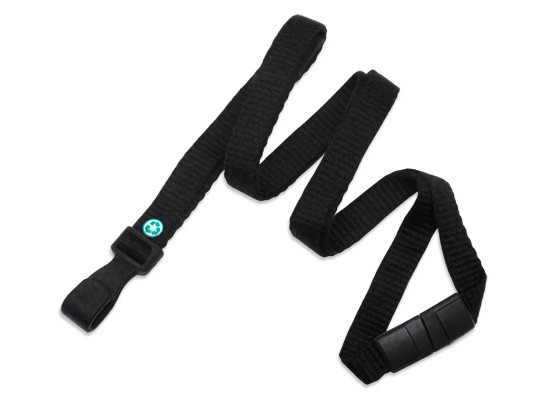 Bambus Lanyard EcoLine, flach, schwarz, 10mm