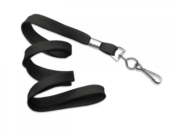 Classic Flach-Lanyard schwarz 10mm Metalldrehhaken