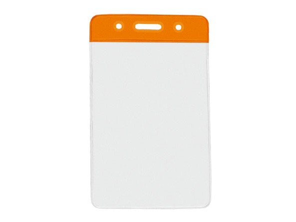 Kartenhalter Vinyl Hochformat orange Farbbalken