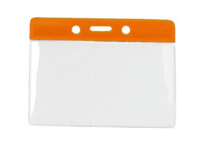 Kartenhalter Vinyl Querformat orange Farbbalken
