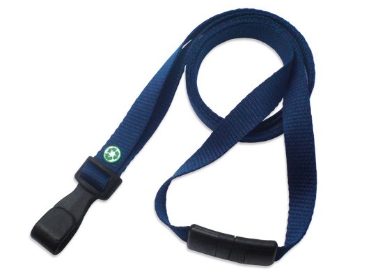 PET-Recycling Lanyard EcoLine, flach, marinblau
