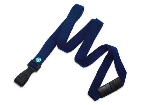 Bambus Lanyard EcoLine marineblau flach 10mm NoTwist